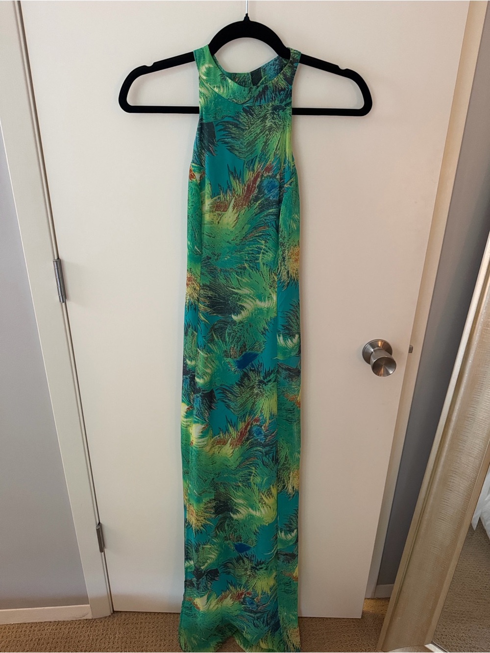 Lulu's Green and Teal Printed Halter Maxi Dress